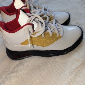 White and Gold High-Top Sneakers